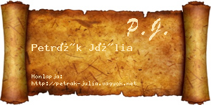 Petrák Júlia névjegykártya