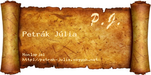 Petrák Júlia névjegykártya